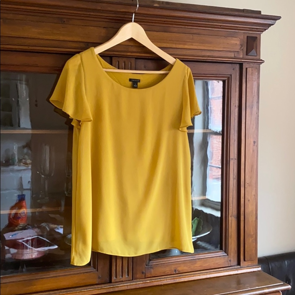 Mustard Yellow Ann Taylor Flutter Shirt